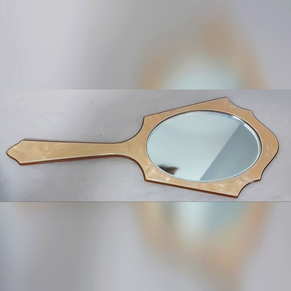 Vintage 1930's Pearl Tone Celluloid Vanity Hand Mirror - Picture 7 of 9